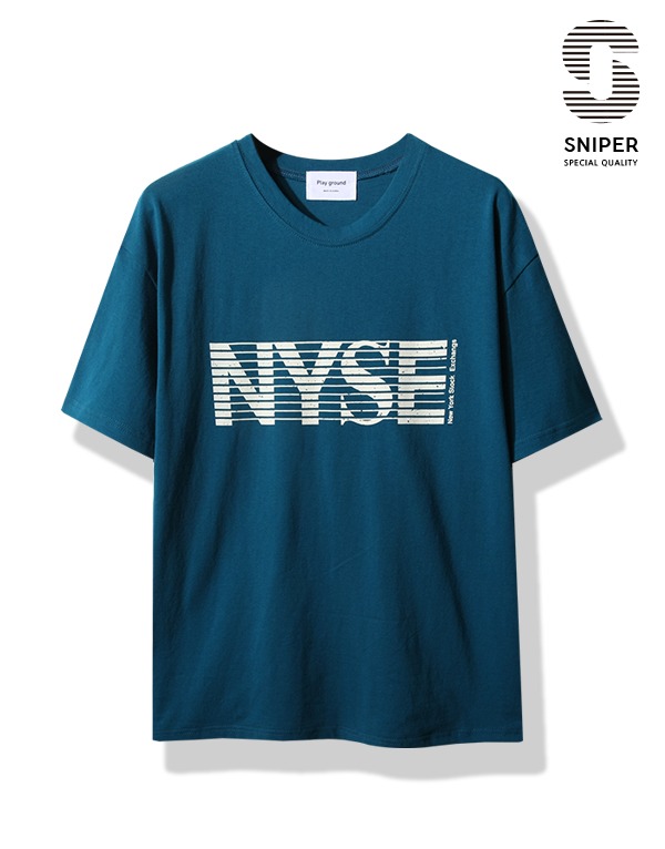 NYSE 레터링 남녀공용 여름 반팔 티셔츠